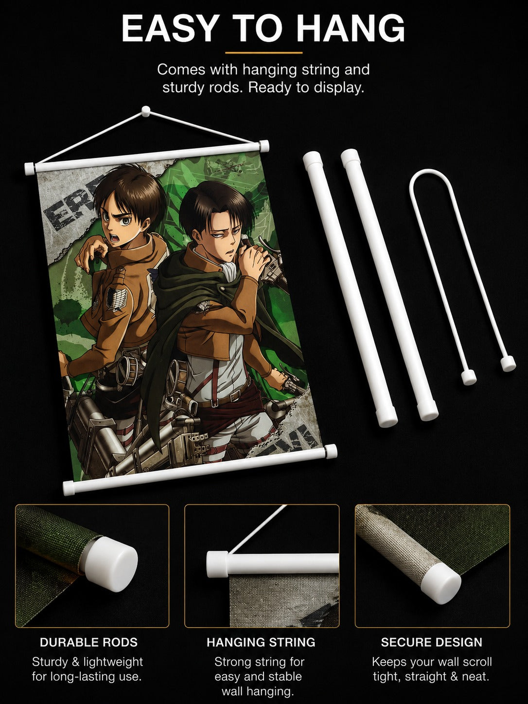 Attack on Titan: Eren & Levi Wall Scroll