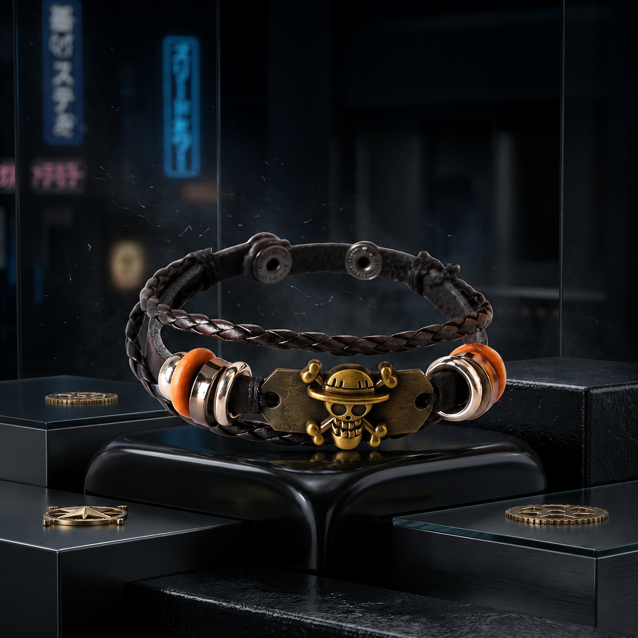 One Piece: Rustic Luffy Jolly Roger Insignia Bracelet