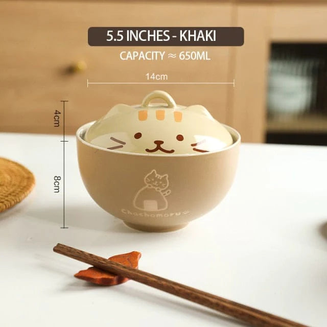 Cozy Cat Ramen Bowl - Khaki