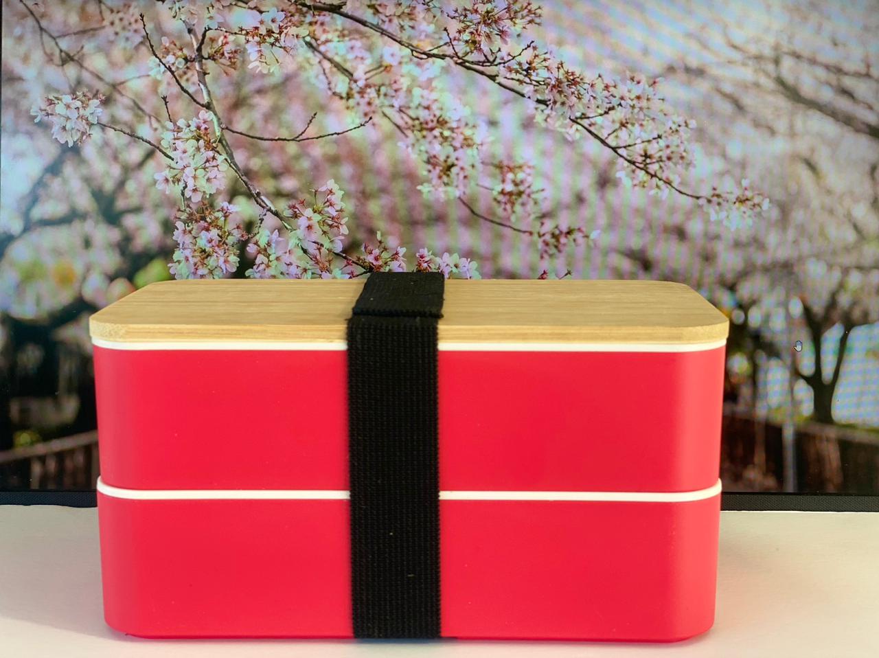 Two Compartment Stackable Red Bento Box