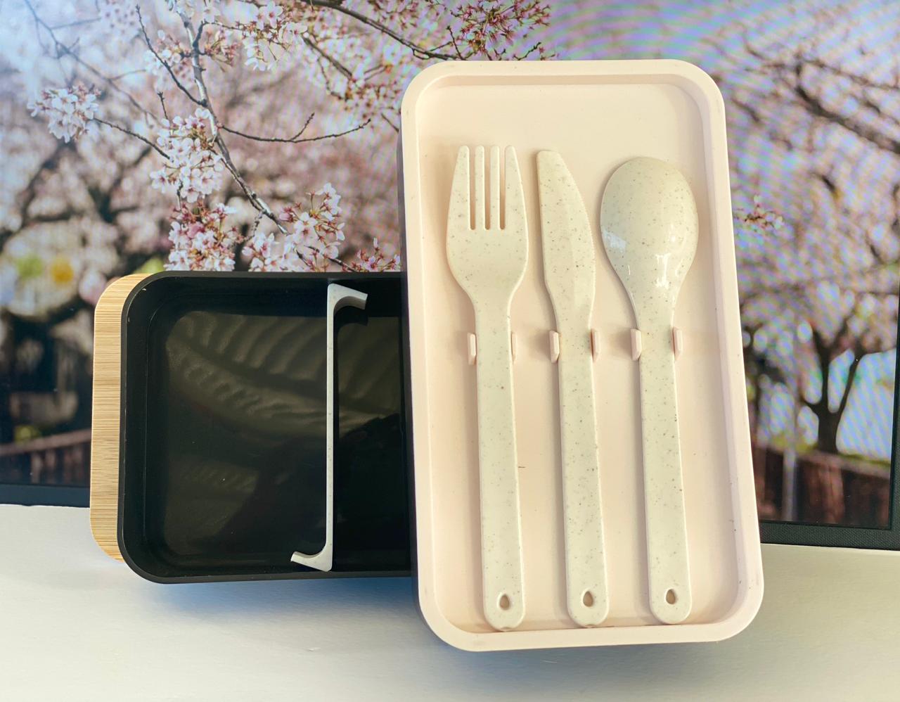 Two Compartment Stackable Black Bento Box