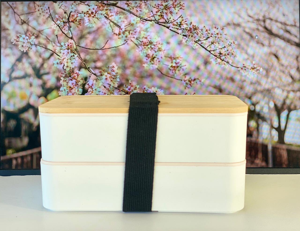 Two Compartment Stackable White Bento Box