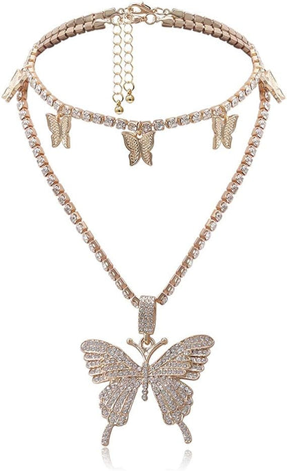 2-Piece Butterfly Necklace Set