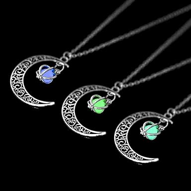 Crescent Moon Glow-in-the-Dark Necklace