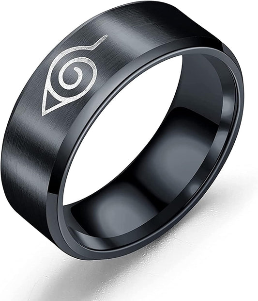 Black Hidden Leaf Insignia Ring