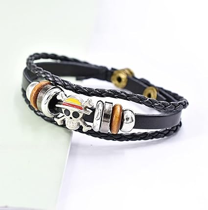 Silver Luffy Jolly Roger Insignia Bracelet