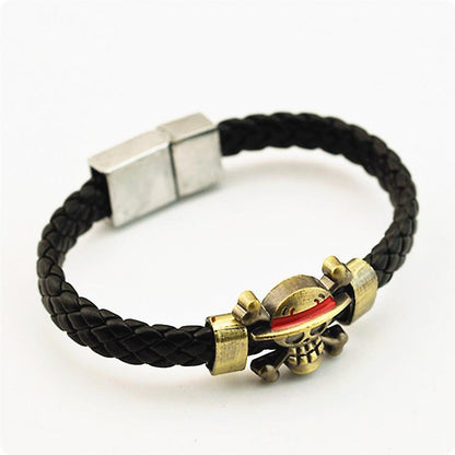 Luffy Jolly Roger with Braided Leather Band