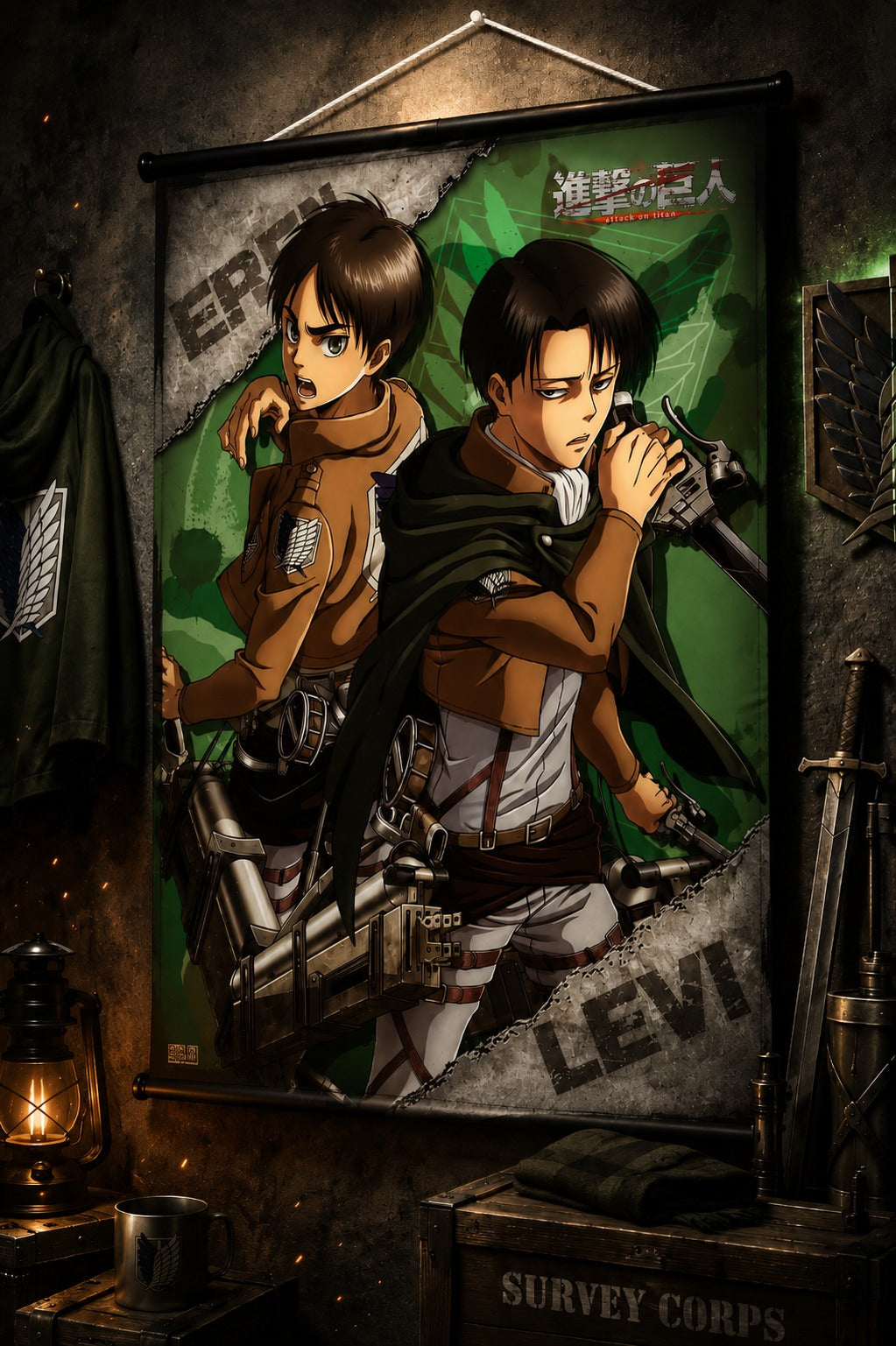 Attack on Titan: Eren & Levi Wall Scroll