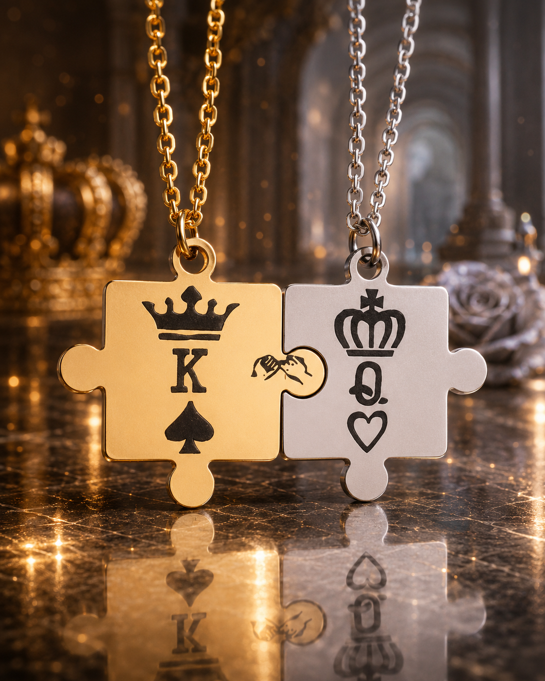 King & Queen Couple Necklace Set