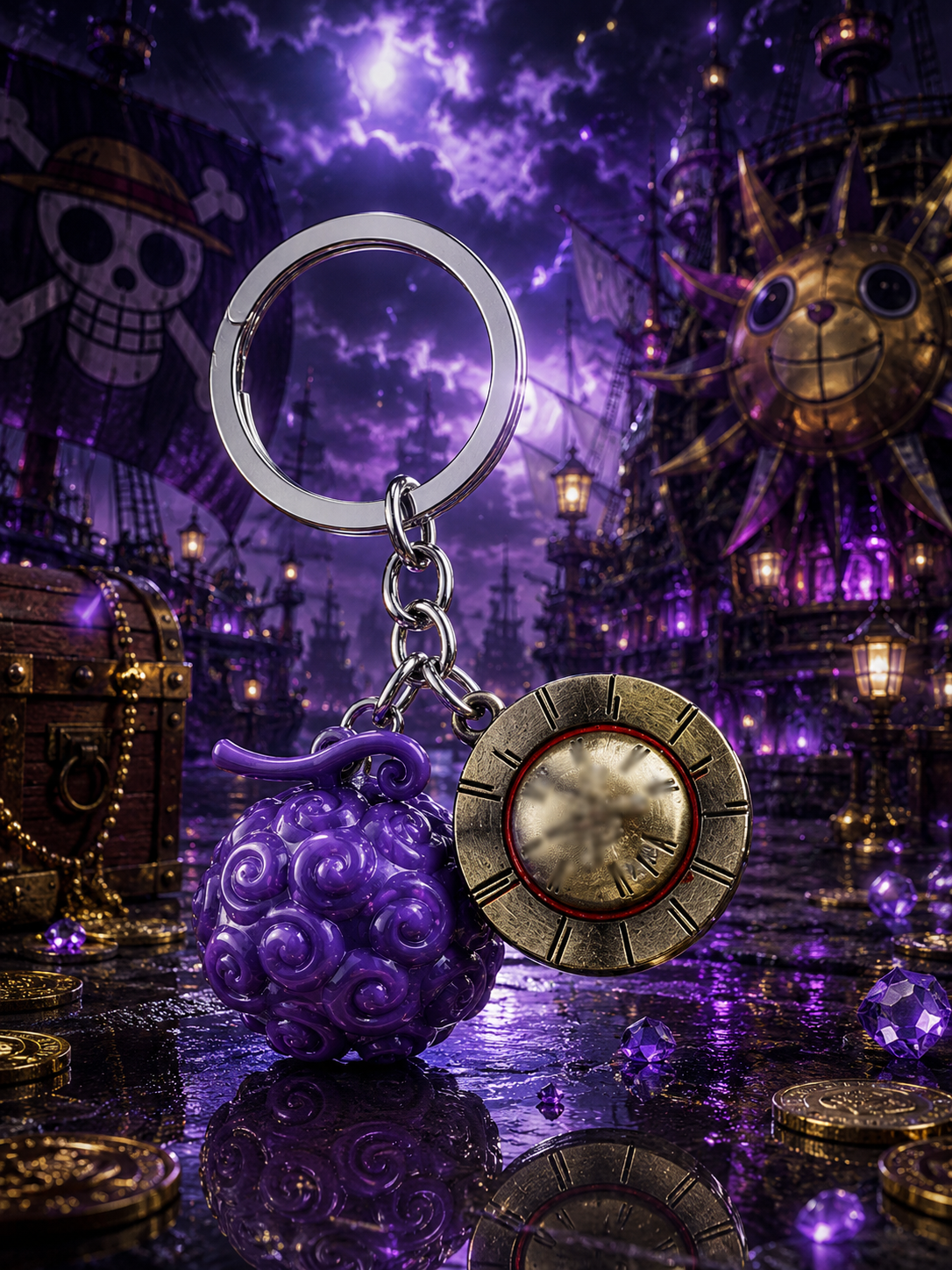 One Piece: 3D Devil Fruit & Emblem Keychains