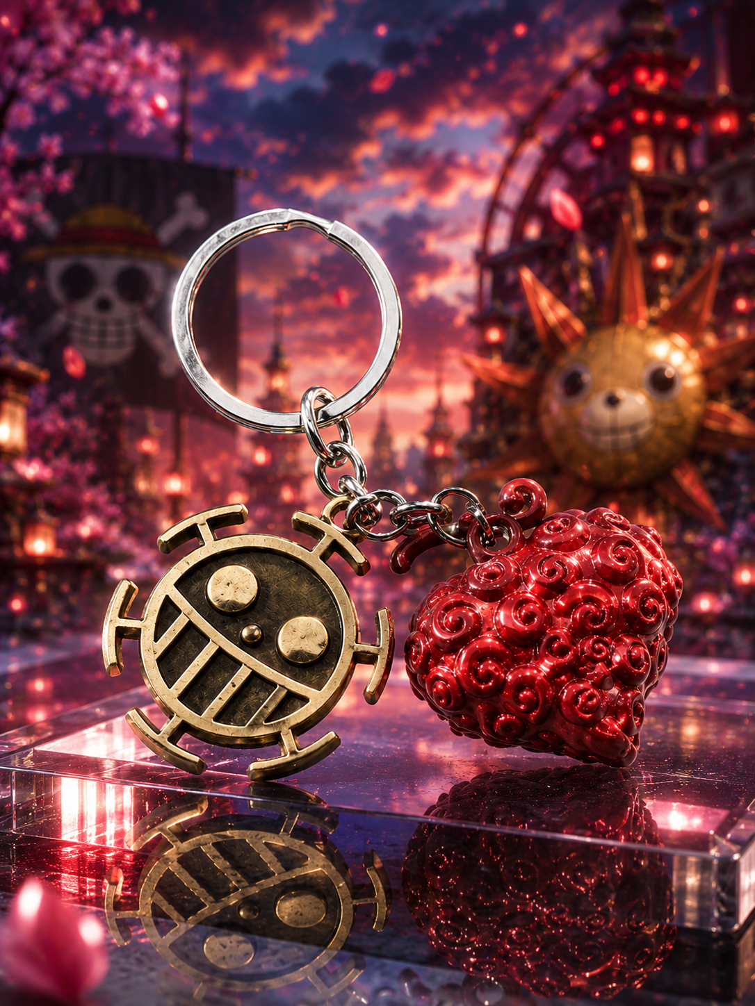 One Piece: 3D Devil Fruit & Emblem Keychains