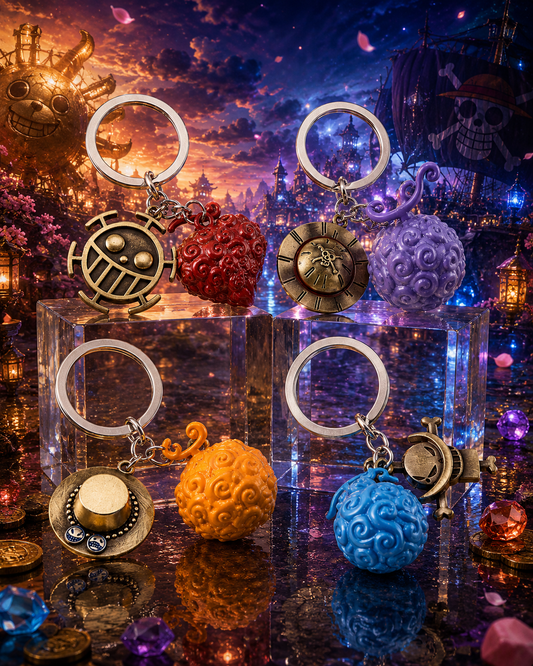One Piece: 3D Devil Fruit & Emblem Keychains