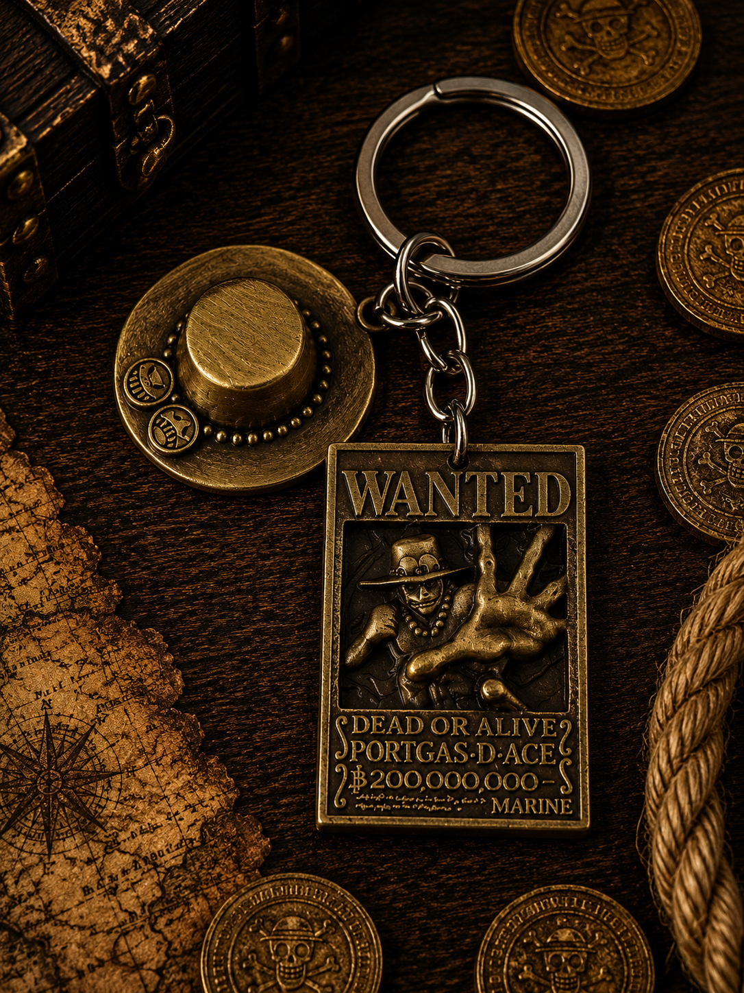 One Piece: Antique Bronze Wanted Poster Keychains