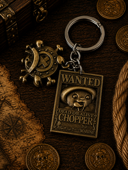 One Piece: Antique Bronze Wanted Poster Keychains