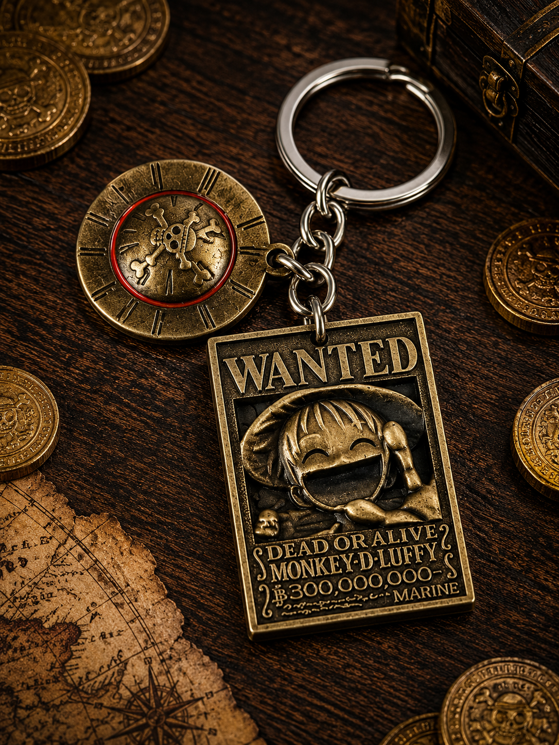 One Piece: Antique Bronze Wanted Poster Keychains