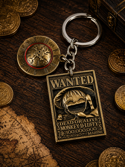 One Piece: Antique Bronze Wanted Poster Keychains