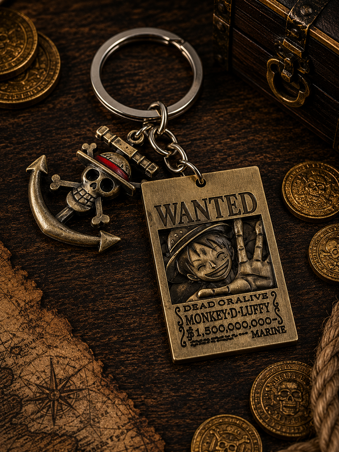One Piece: Antique Bronze Wanted Poster Keychains