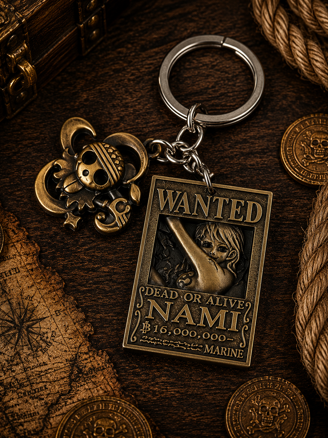 One Piece: Antique Bronze Wanted Poster Keychains