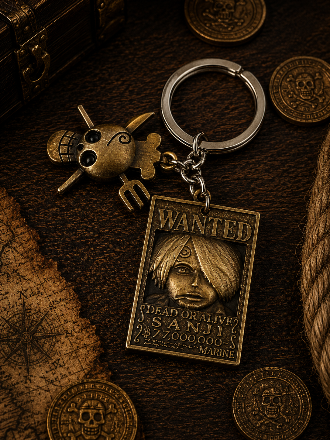 One Piece: Antique Bronze Wanted Poster Keychains