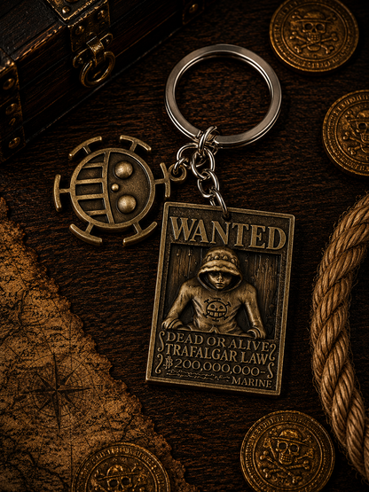 One Piece: Antique Bronze Wanted Poster Keychains