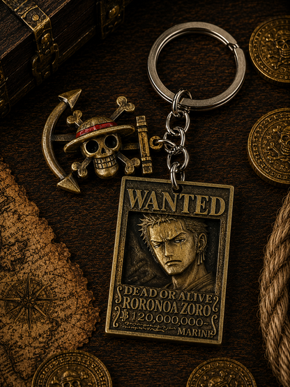 One Piece: Antique Bronze Wanted Poster Keychains