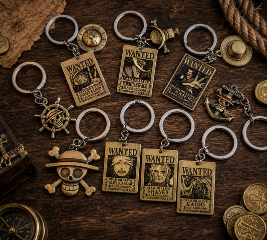 One Piece: Antique Bronze Wanted Poster Keychains