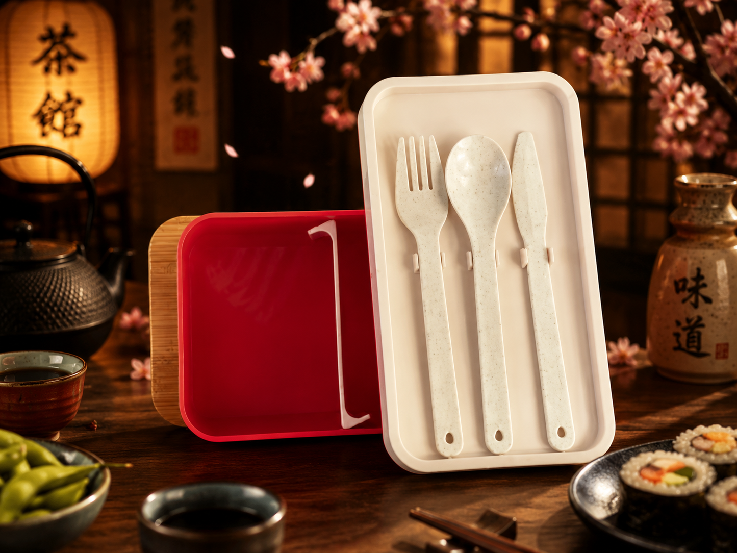 Two Compartment Stackable Red Bento Box