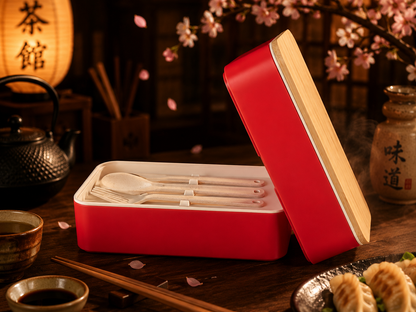 Two Compartment Stackable Red Bento Box
