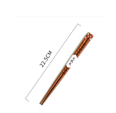 Brown Wooden Chopstick Red Braid Tip