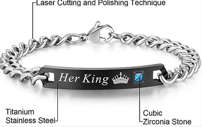 Her King Black Chain Bracelet