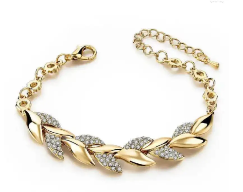 Gold Bracelet with Diamond Studs