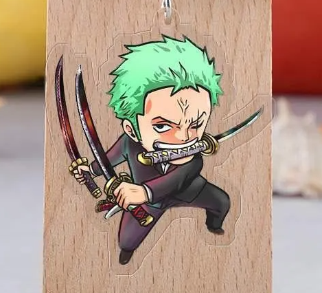 Chibi Zoro Acrylic Keychain – Three Swords Style