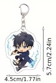 Sung Jinwoo (The Shadow Monarch) Chibi Acrylic Keychain - Blue Lightning Edition