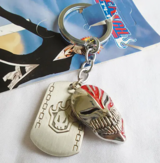 Metal Ichigo Hollow Mask Two-Piece Keychain