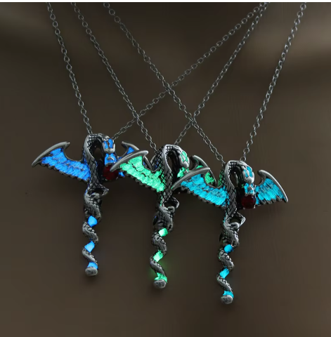 Glow in the Dark Dragon Necklace (Green)