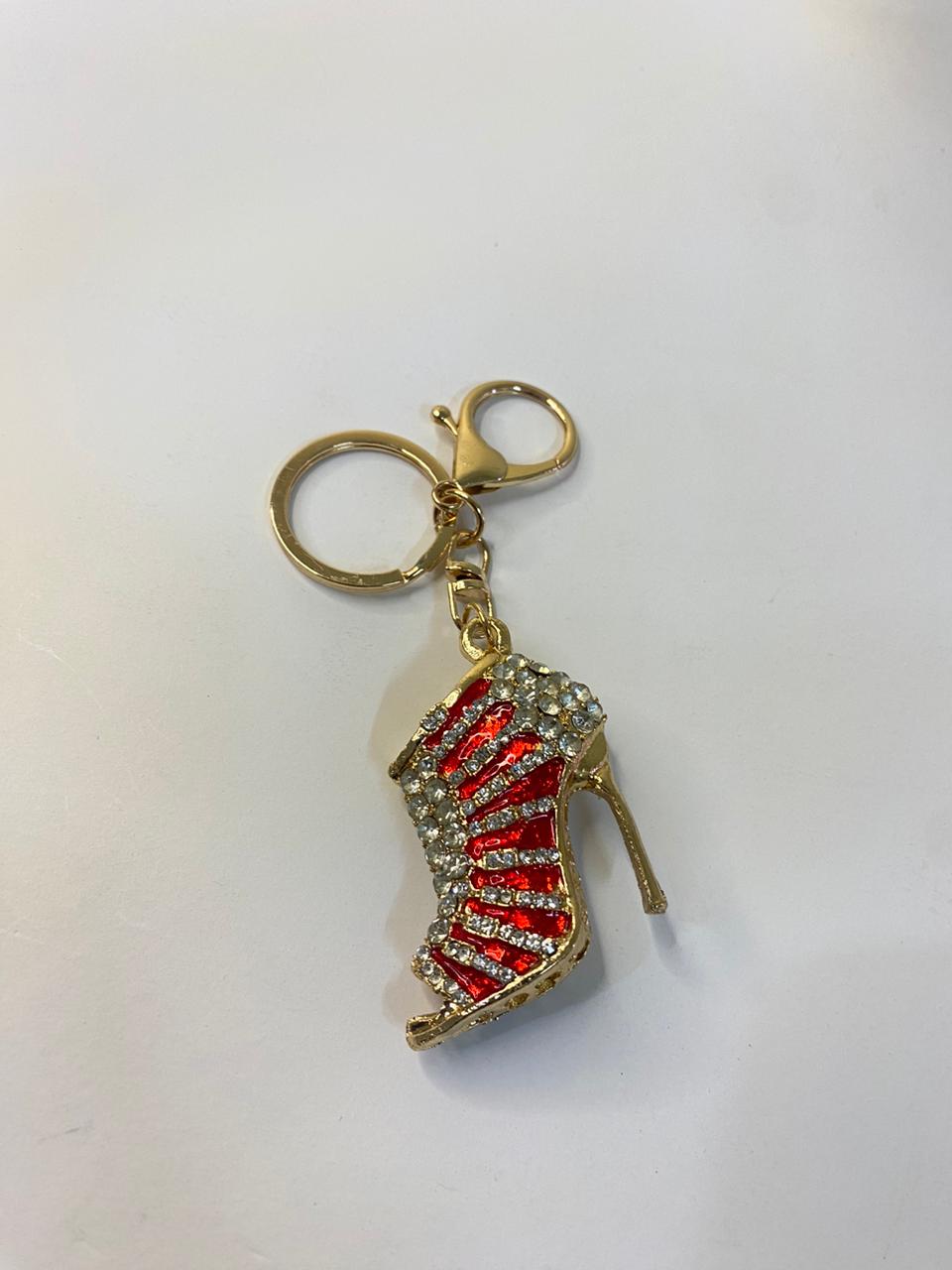 Gold and Red Heel Keychain