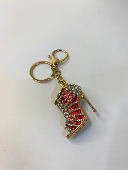 Gold and Red Heel Keychain