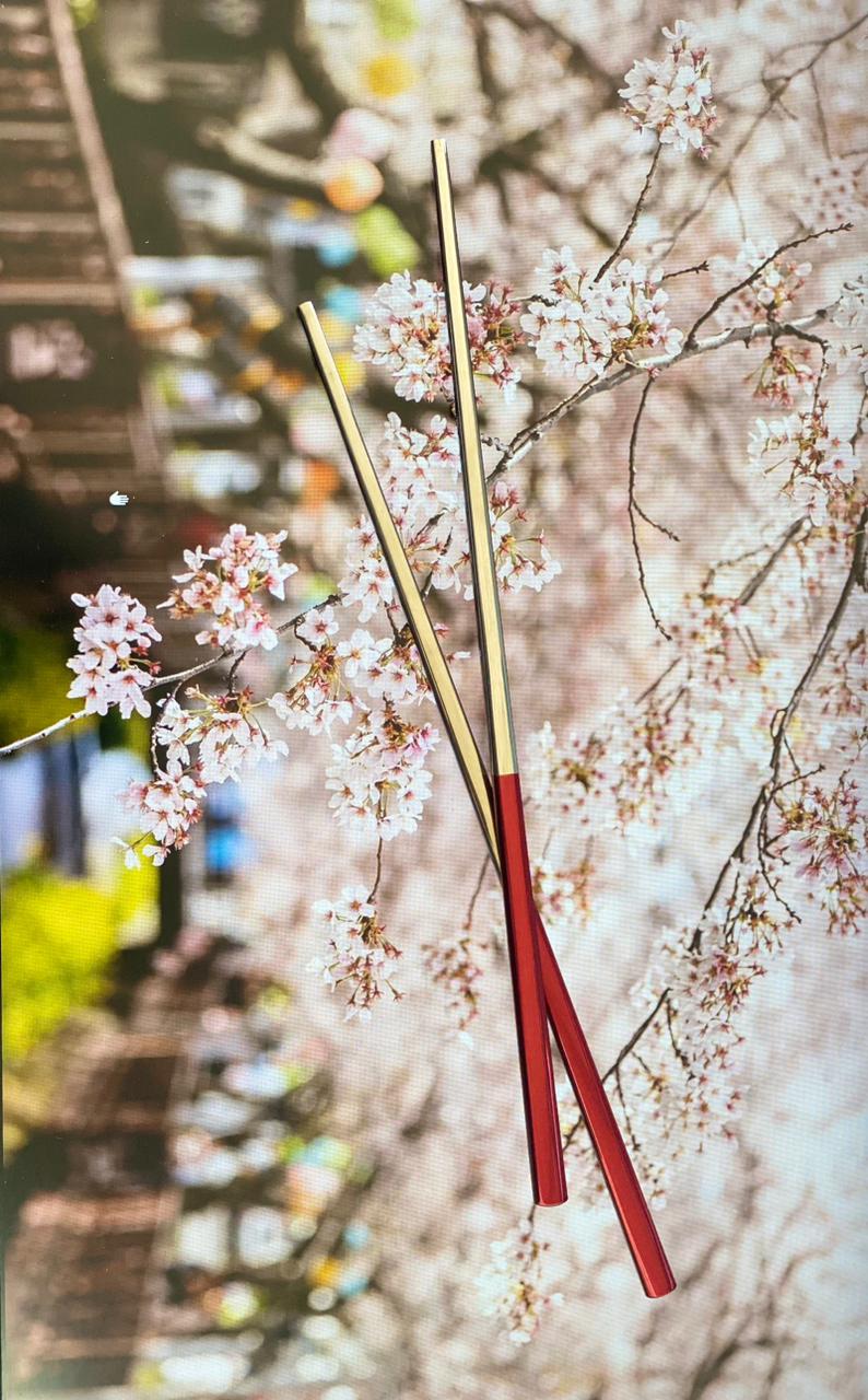 Half Red Metallic Chopstick