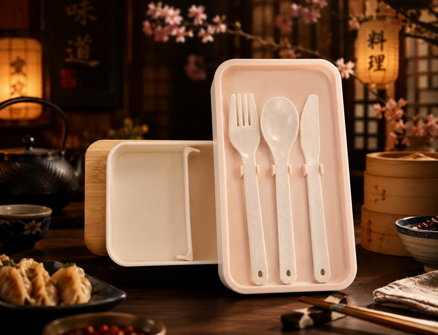 Two Compartment Stackable White Bento Box