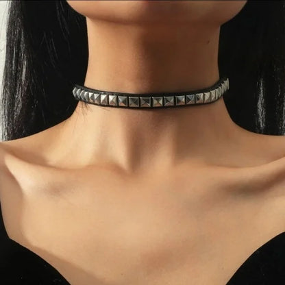 Studded Death Note Choker Necklace